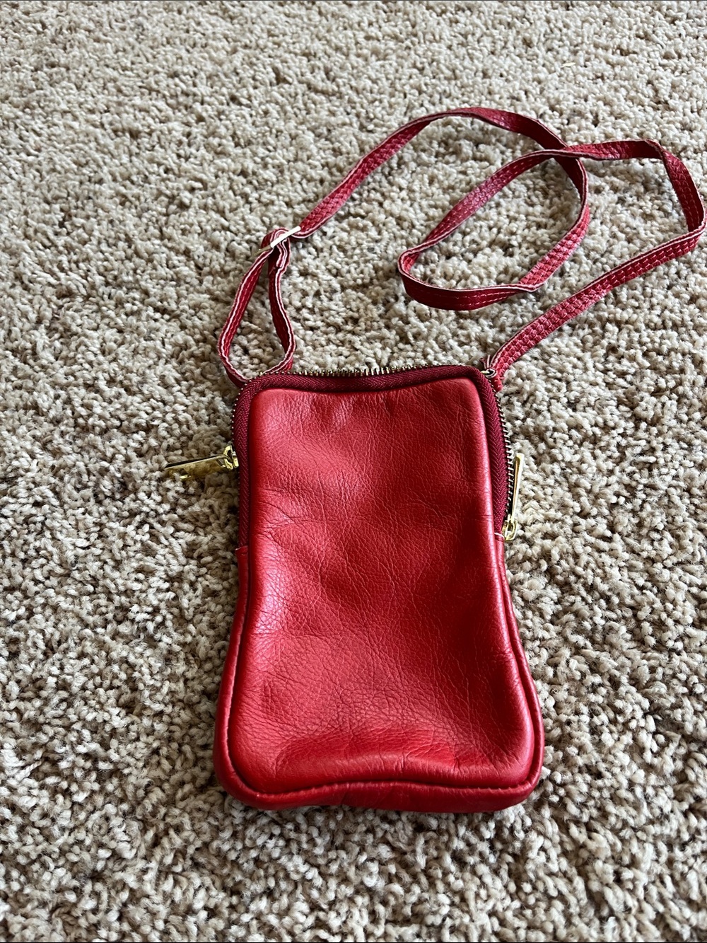 Red leather pouch